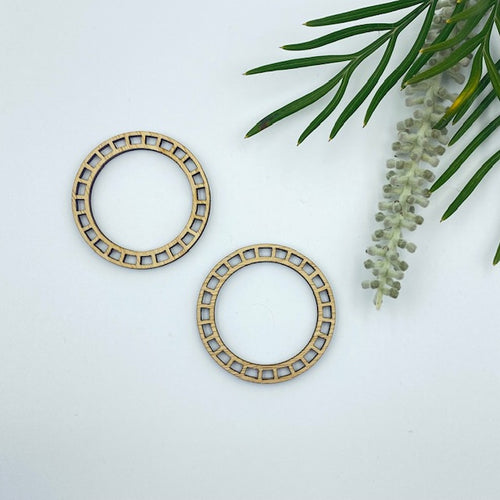 Timber Earring Blanks 45mm - Circle design 2