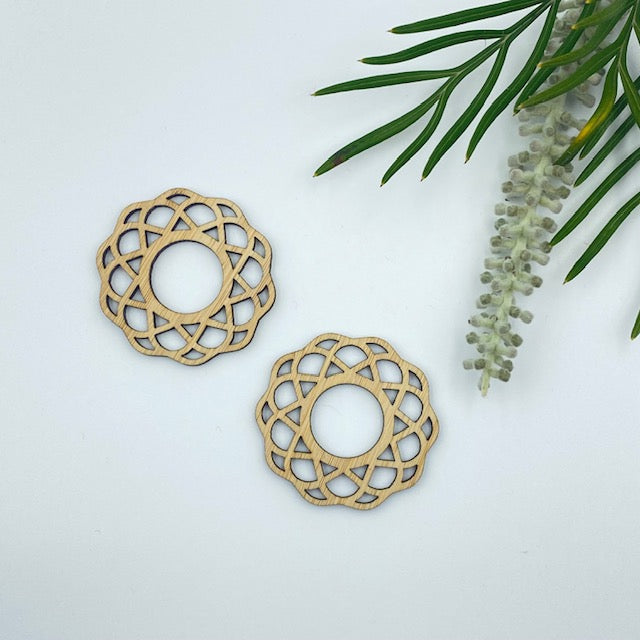 Timber Earring Blanks 45mm - Floral Circle 3
