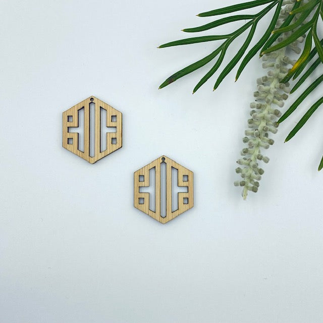 Timber Earring Blanks - Hexagon 3