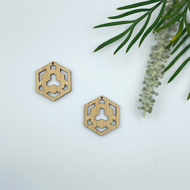 Timber Earring Blanks - Hexagon 4