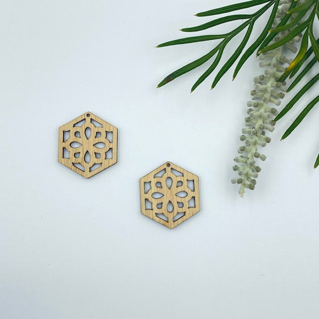 Timber Earring Blanks - Hexagon 5
