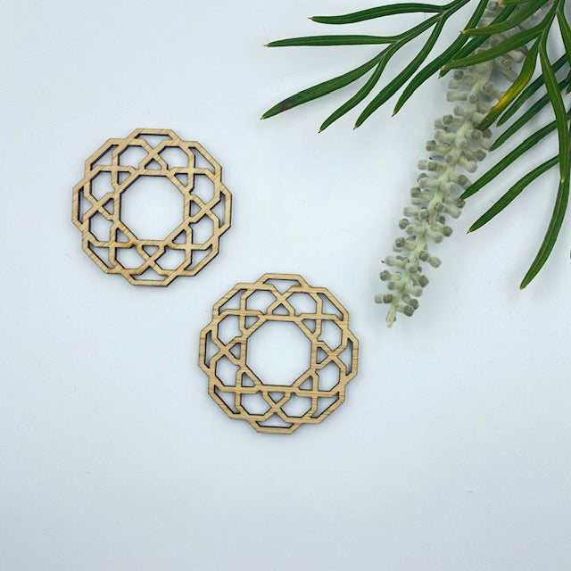 Timber Earring Blanks 45mm - Floral Circle 4