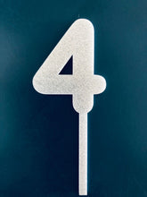 Load image into Gallery viewer, Silver Number Cake toppers