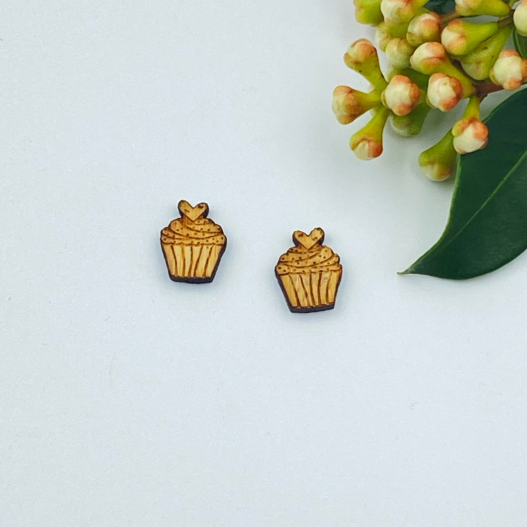 Cupcake Stud Timber Earring Blanks