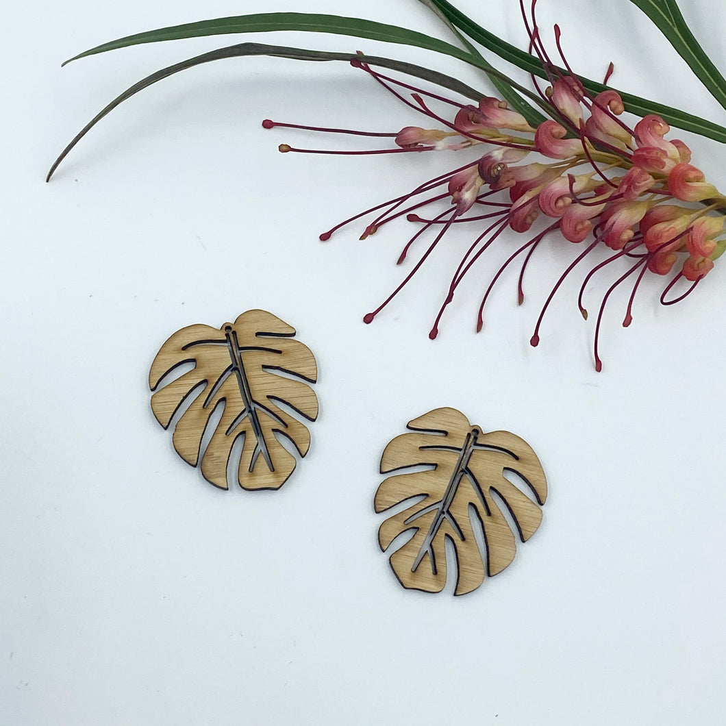 Timber Earring Blanks 45mm - Leaf 2
