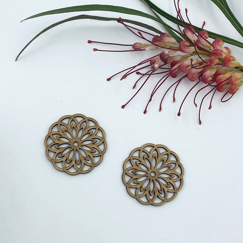 Timber Earring Blanks 45mm - Floral Circle 2