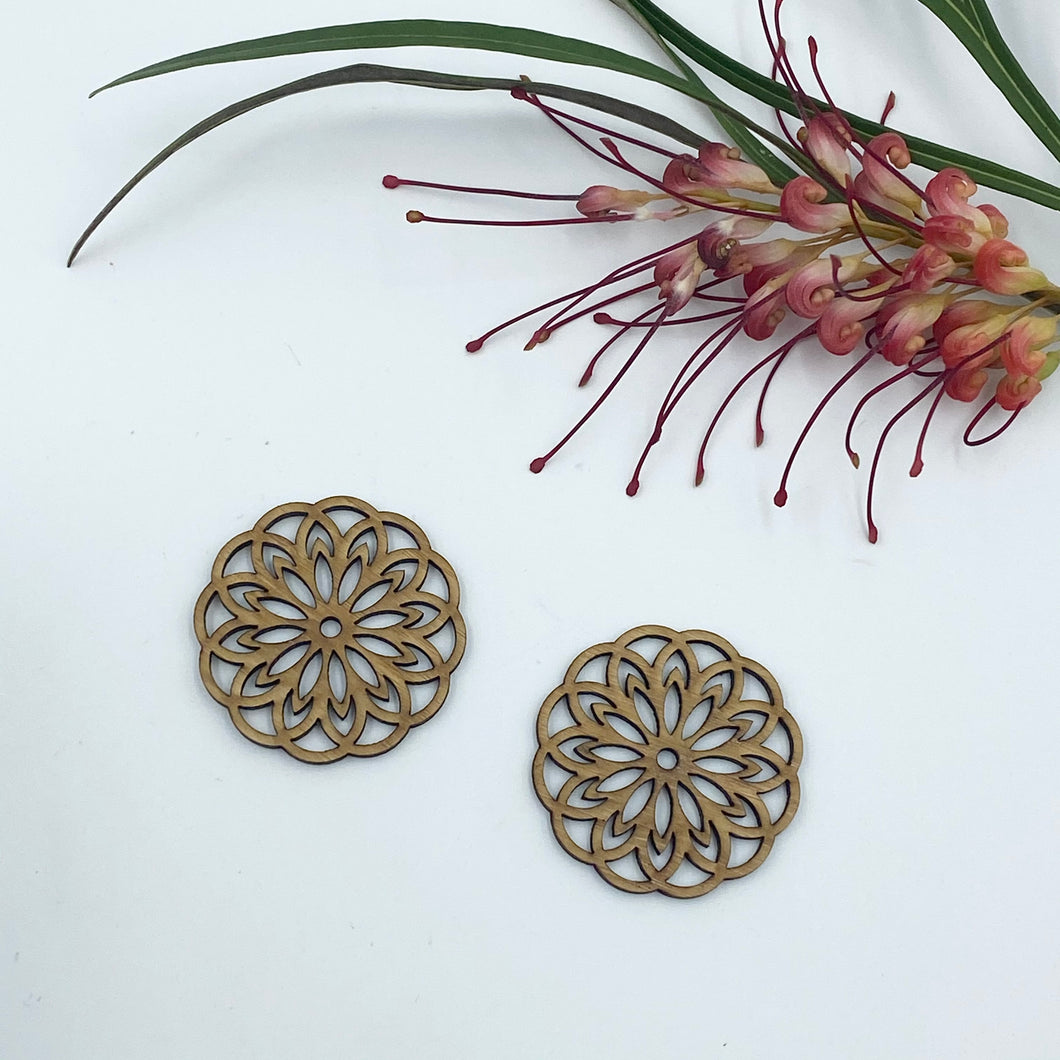 Timber Earring Blanks 45mm - Floral Circle 2