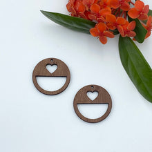 Load image into Gallery viewer, Timber Earring Blanks - Circle Heart 2