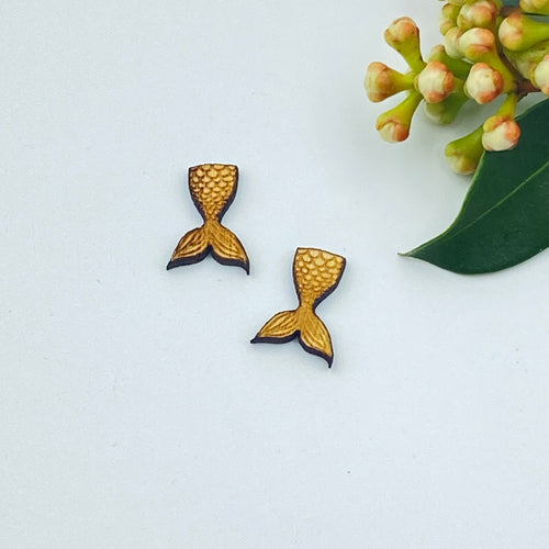 Mermaid Tail Stud Timber Earring Blanks