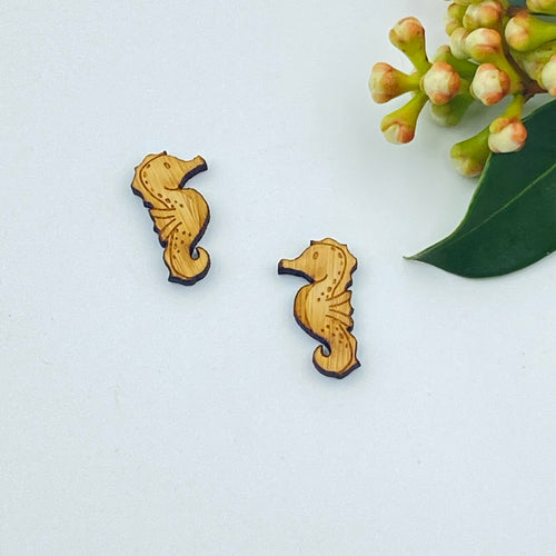 Seahorse Stud Timber Earring Blanks