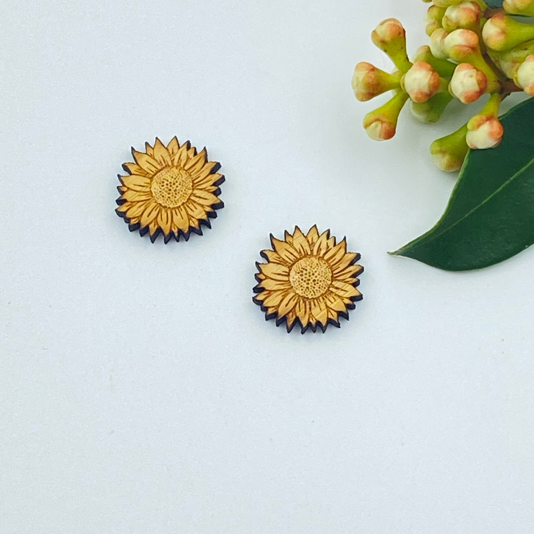 Sunflower Stud Timber Earring Blanks