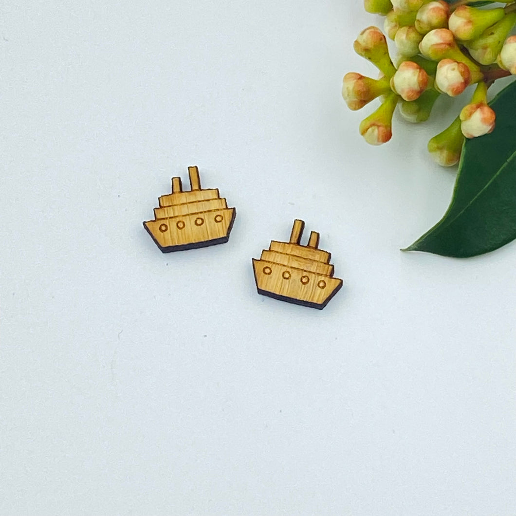 Ship Stud Timber Earring Blanks