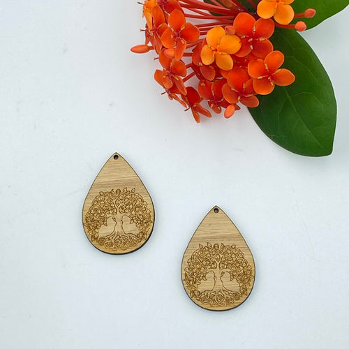 Timber Earring Blanks - Teardrop Tree of Life