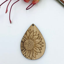 Load image into Gallery viewer, Timber Earring Blanks - Teardrop Sunflower