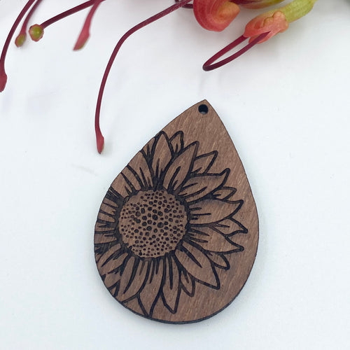 Timber Earring Blanks - Teardrop Sunflower