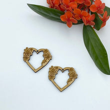 Load image into Gallery viewer, Timber Earring Blanks - Floral Heart 1
