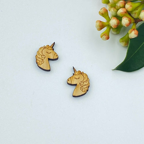 Unicorn Stud Timber Earring Blanks