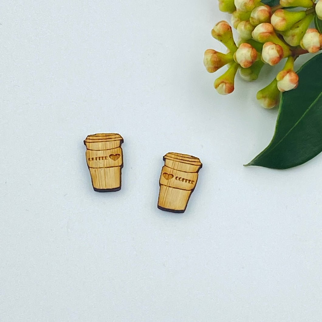 Coffee Stud Timber Earring Blanks