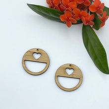 Load image into Gallery viewer, Timber Earring Blanks - Circle Heart 2