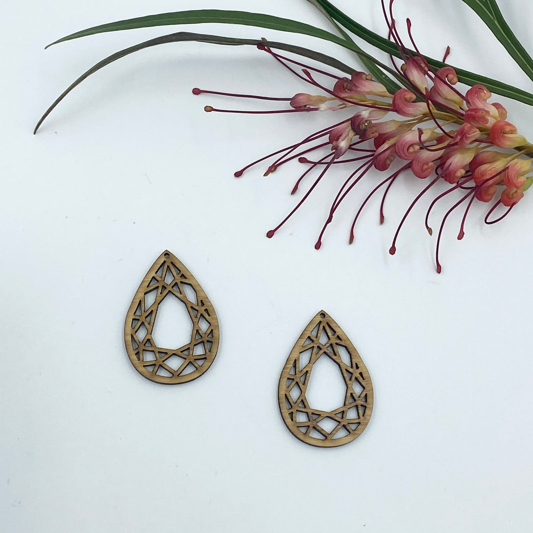 Timber Earring Blanks 45mm - Tear Drop 1