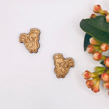 Load image into Gallery viewer, Rooster 3 Stud Timber Earring Blanks