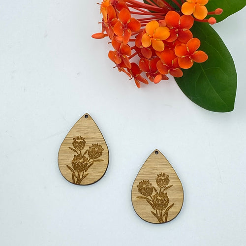 Timber Earring Blanks - Teardrop Protea