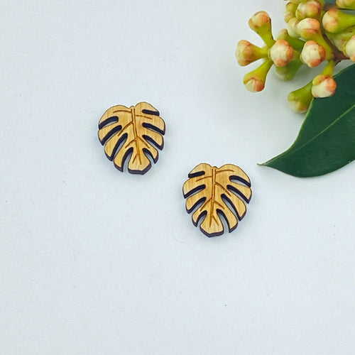 Monstera Leaf Stud Timber Earring Blanks