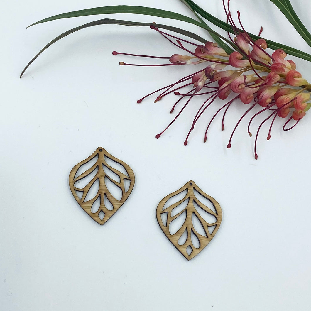 Timber Earring Blanks 45mm - Leaf 1
